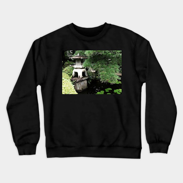 Stone Lantern and Japanese Garden Pond Crewneck Sweatshirt by kansaikate